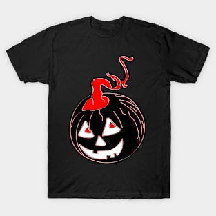 Happy Hallowin Party Halloween day red pumpkin pixel art T-Shirt